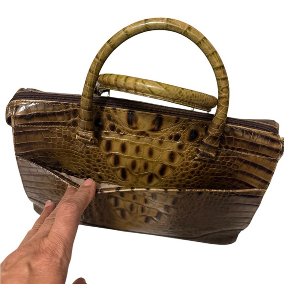 Brown Crocodile Embossed Handbag - Picture 6 of 16